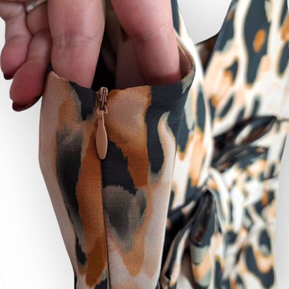 Valentino RED Women's Designer Leopard Print Taffeta Square Neck Y2K Mini Dress - Picture 6 of 9